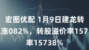 宏图优配 1月9日建龙转债上涨082%，转股溢价率15738%
